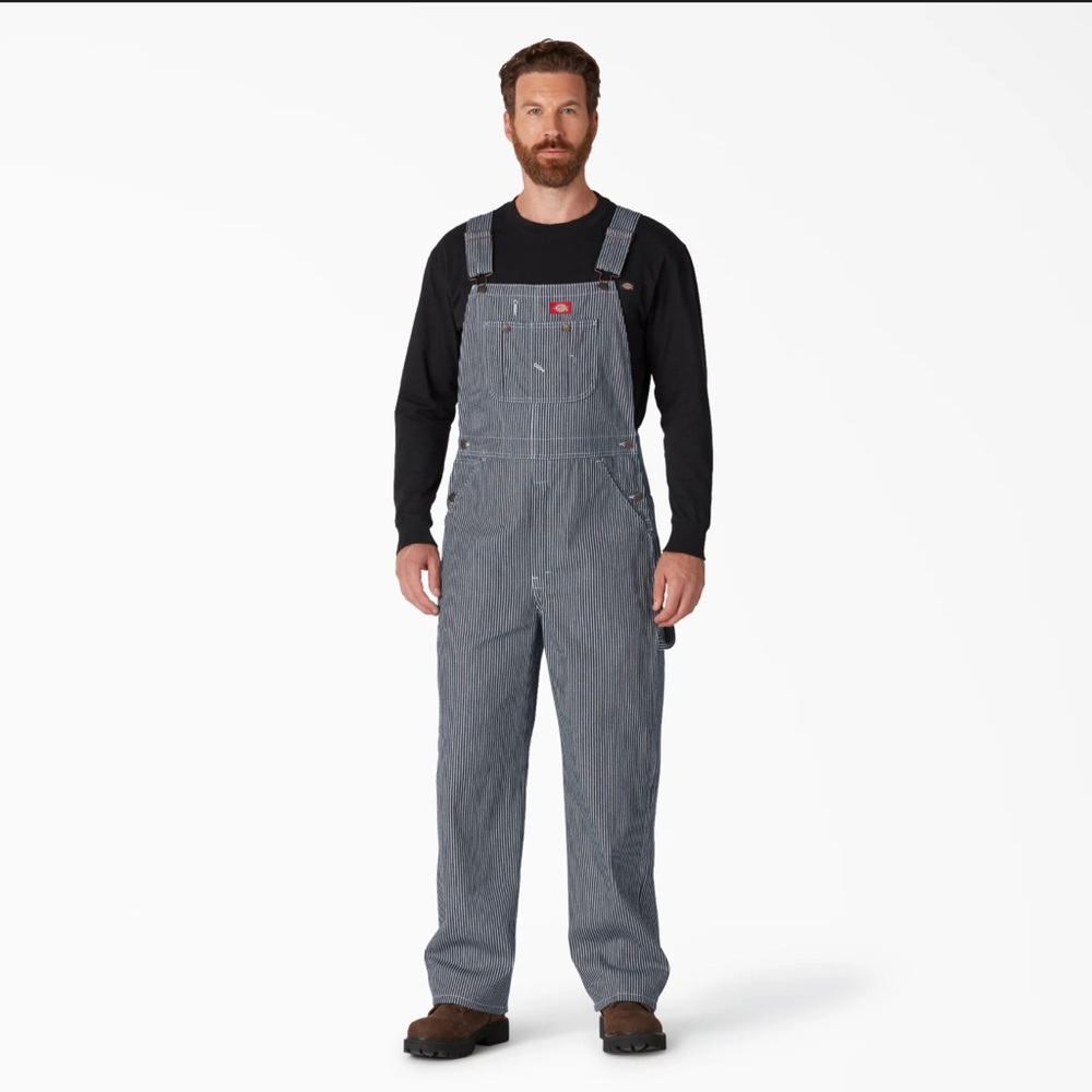 Dickies Men's Hickory Stripe Bib Overalls - Navy White 34 x 30